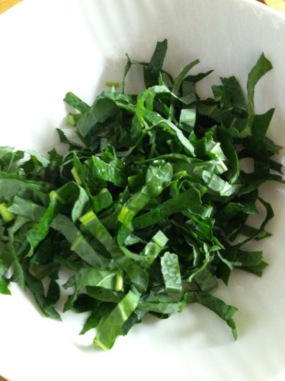 Chop it into ribbons...easier to eat, and looks pretty